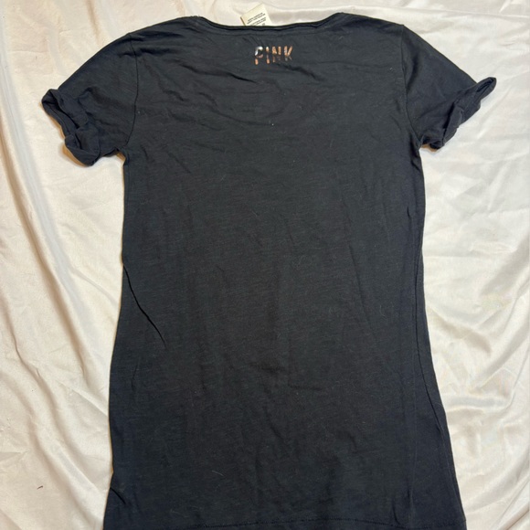 PINK by Victoria's Secret Charcoal Crew Tee sequin skull tee - Picture 4 of 4